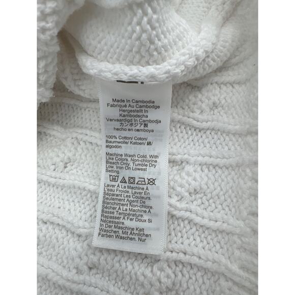 J.Crew Classic Cable Knit Crewneck White Sweater 100% Cotton Size XS - Picture 6 of 6
